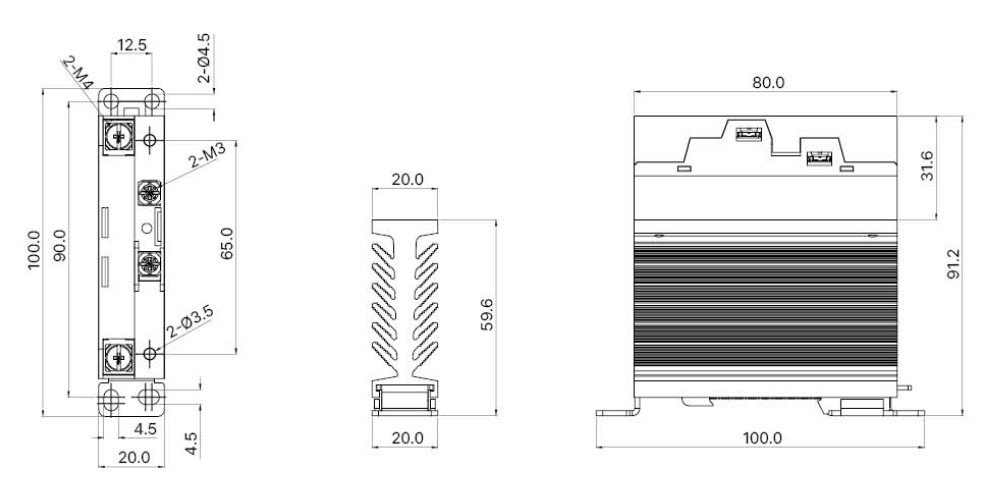 KSR-SL 15A 25A external dimensions diagram in millimeters